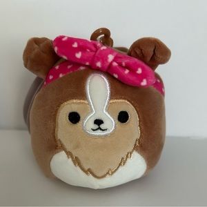 NWT Squishmallows 3.5” Andres The Valentines Dog Plush Clip